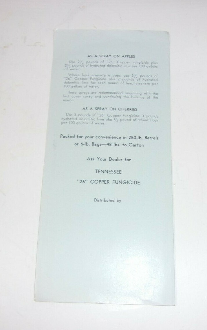 Tennessee Copper Fungicide Fruit Apple Orchid Farm Agriculture Vintage Pamphlet