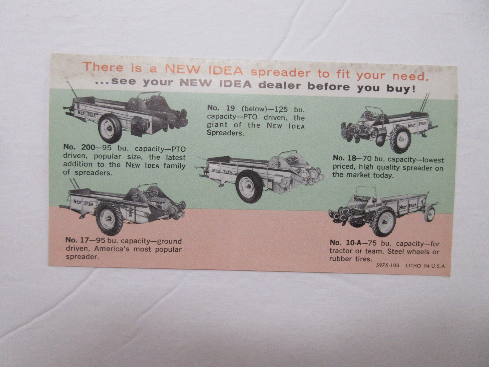 Very Nice New Idea #17 Spreader Pocket Brochure Sales Brochure 1959 4 Page