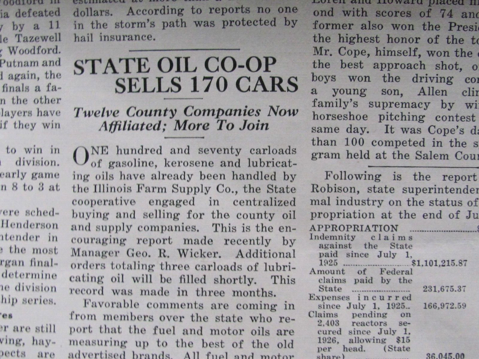 1927 ILLINOIS AGRICULTURE ASSOCIATION FARM BUREAU NEWSPAPER