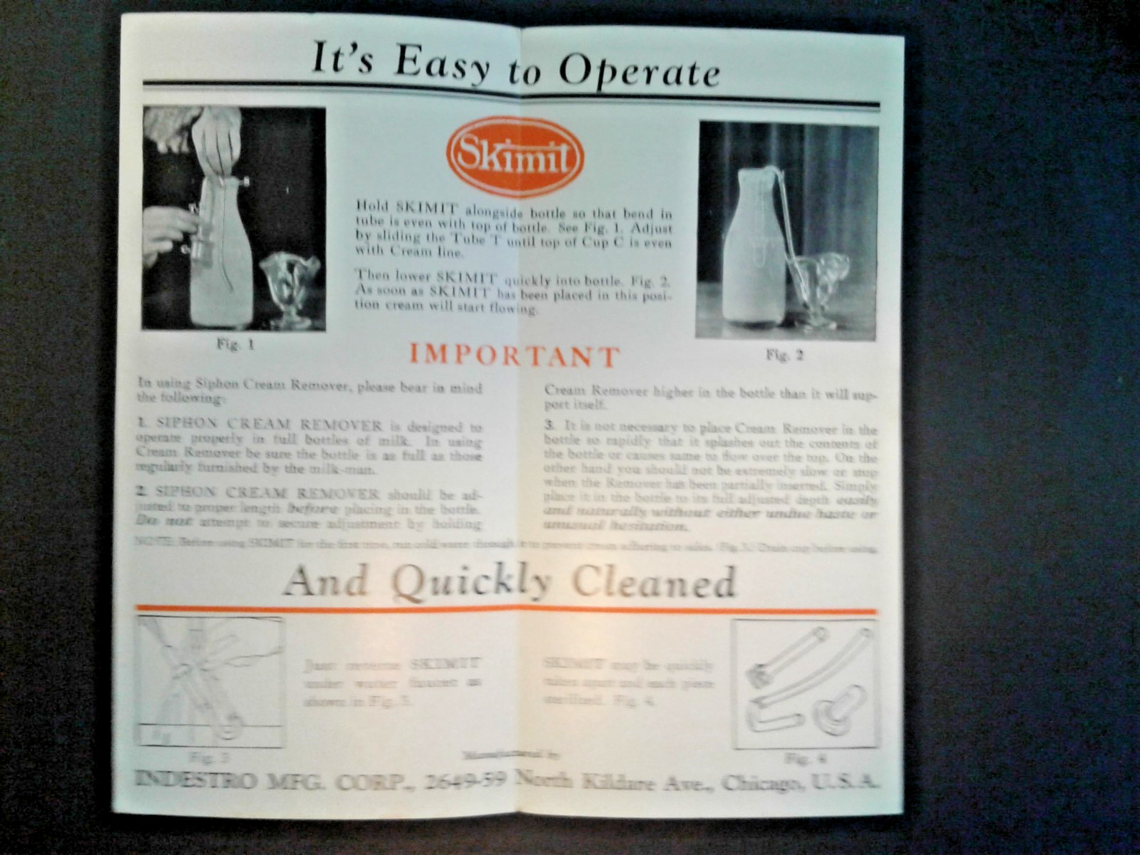 Skimmit The Magic Siphon Cream Skimmer Ad Brochure 1924