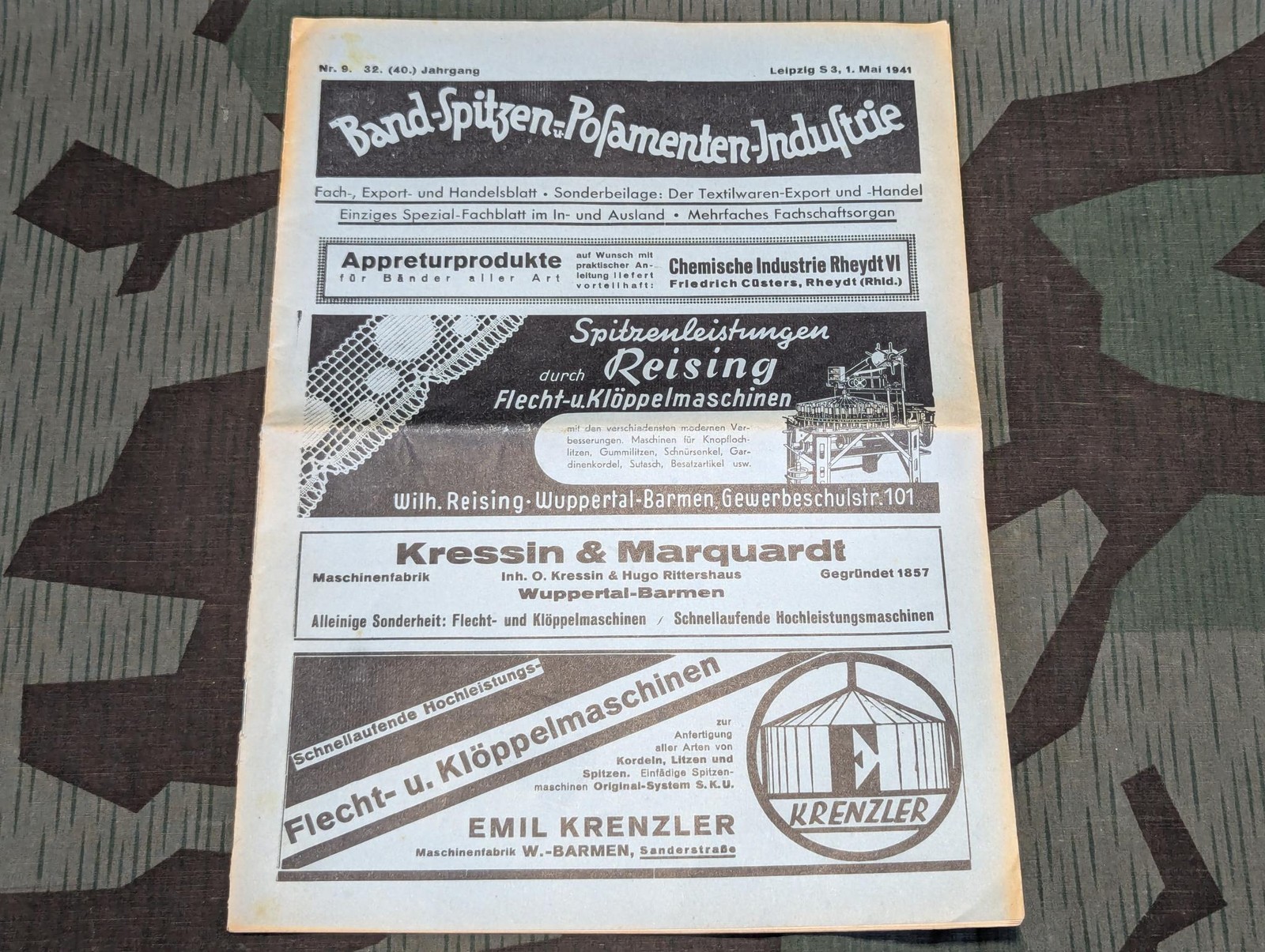 Vintage WWII German May 1941 Machinery Trade Journal Textile Industry Magazine