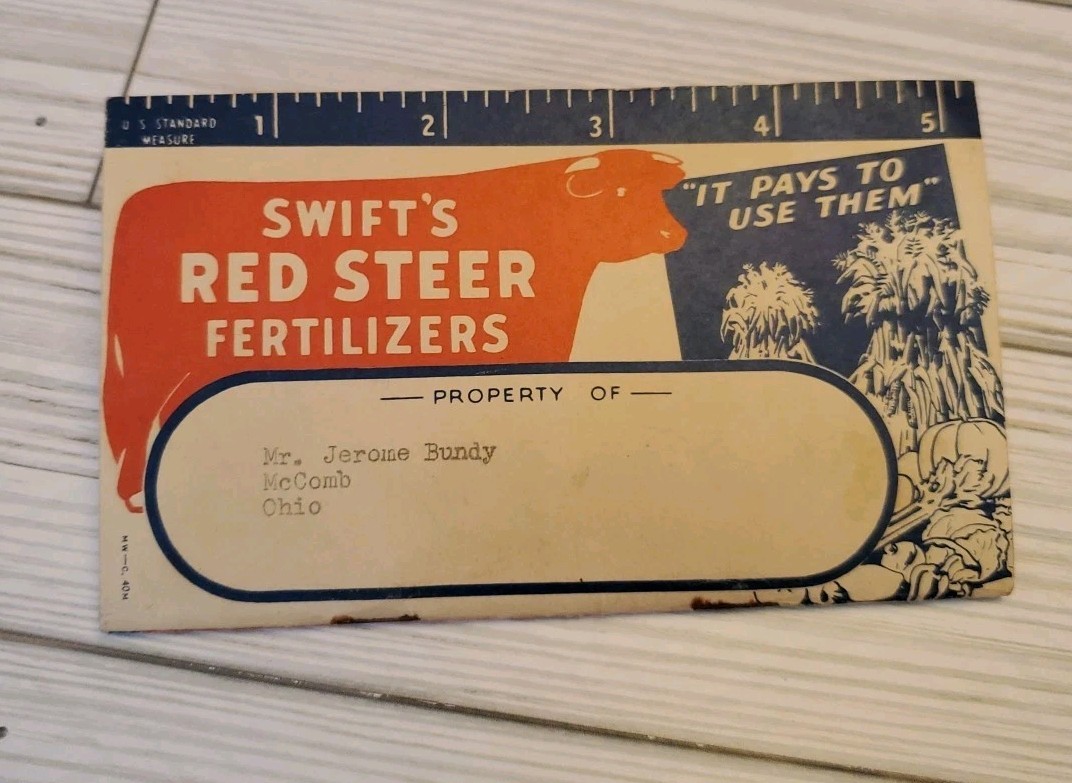 1942 Swift&rsquo;s Red Steer Fertilizers Guide & Memo Book Unused 3&Prime;x5&Prime;