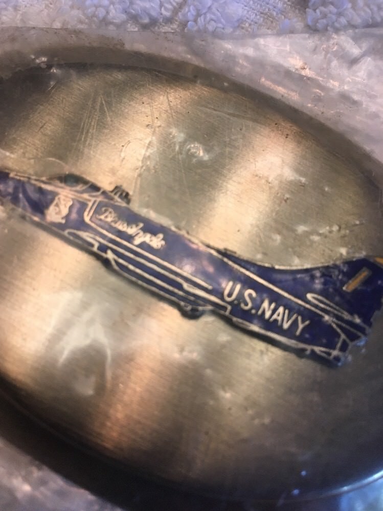 NEW UNOPENED « US NAVY » Airplane Jet COLLECTOR BELT BUCKLE~Blue~HOOVER&rsquo;S MFG. CO