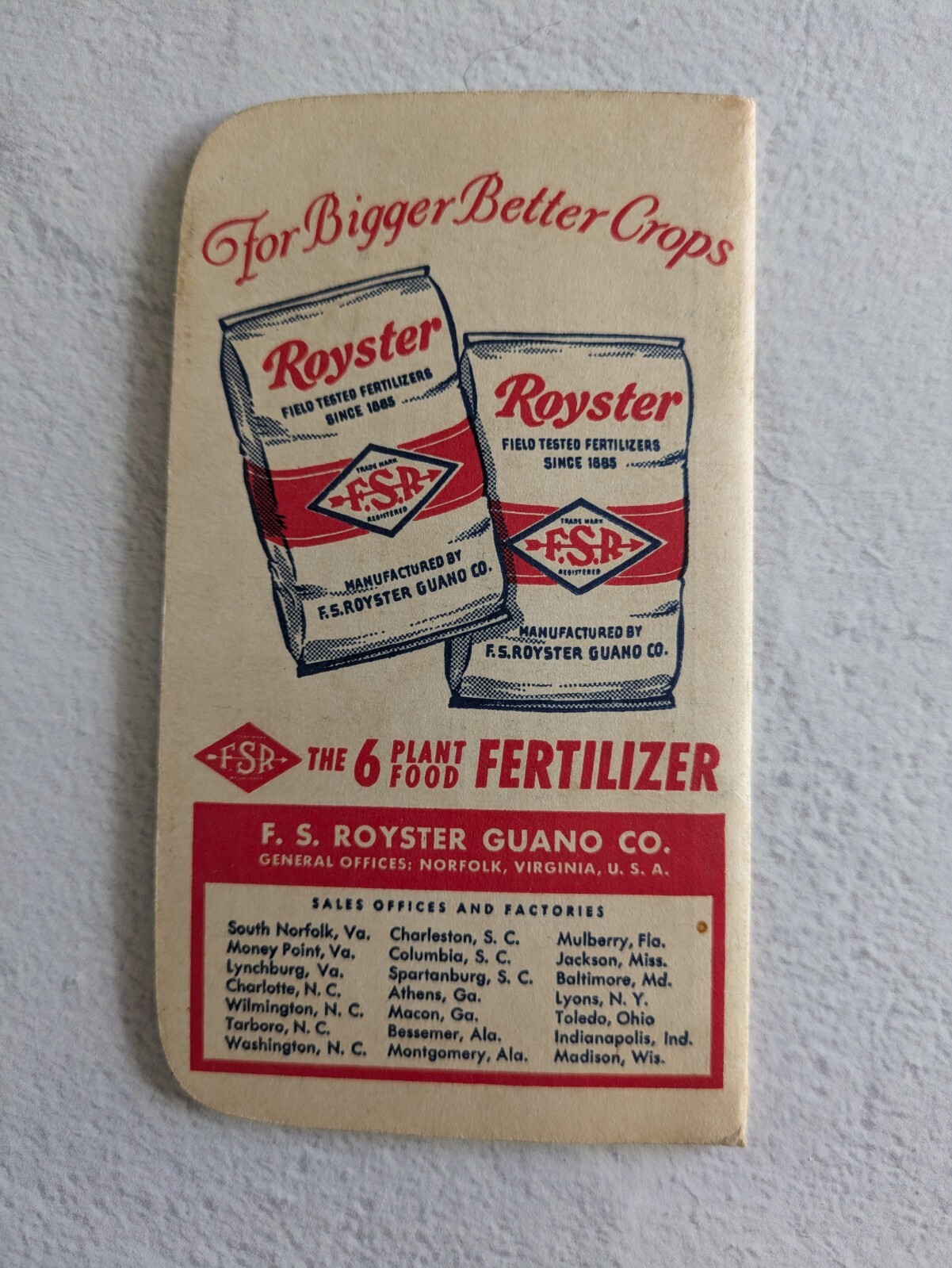 Vintagr Royster Plant Food Farmers Notebook 1957-1958