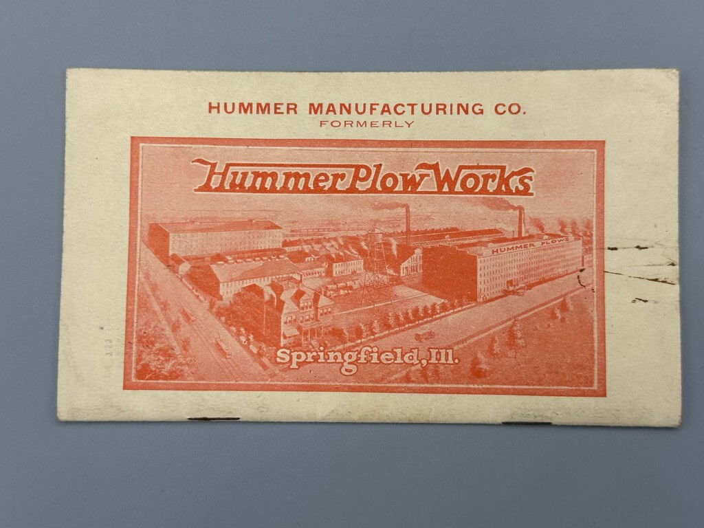1933 HUMMER PLOW WORKS Price List Catalog FARM Advertising SPRINGFIELD Illinois