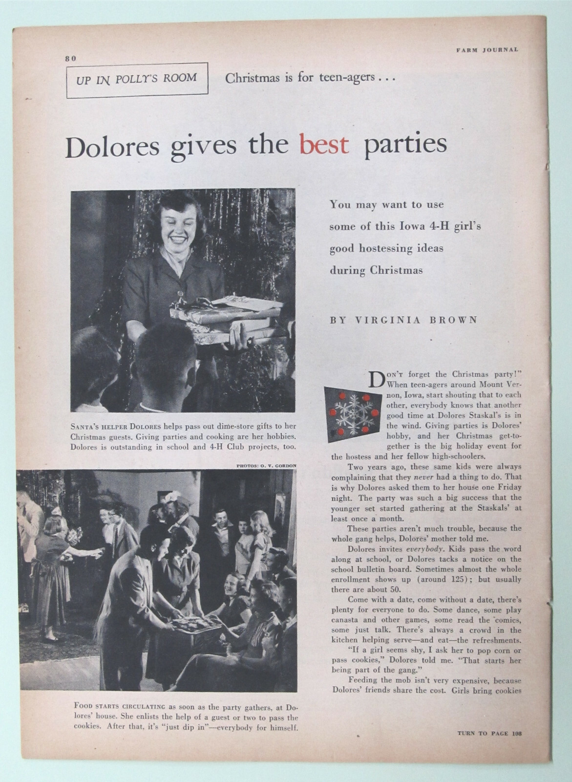 8×11 Original 1950 4-H Article Features Delores Stakal of Mount Vernon, Iowa