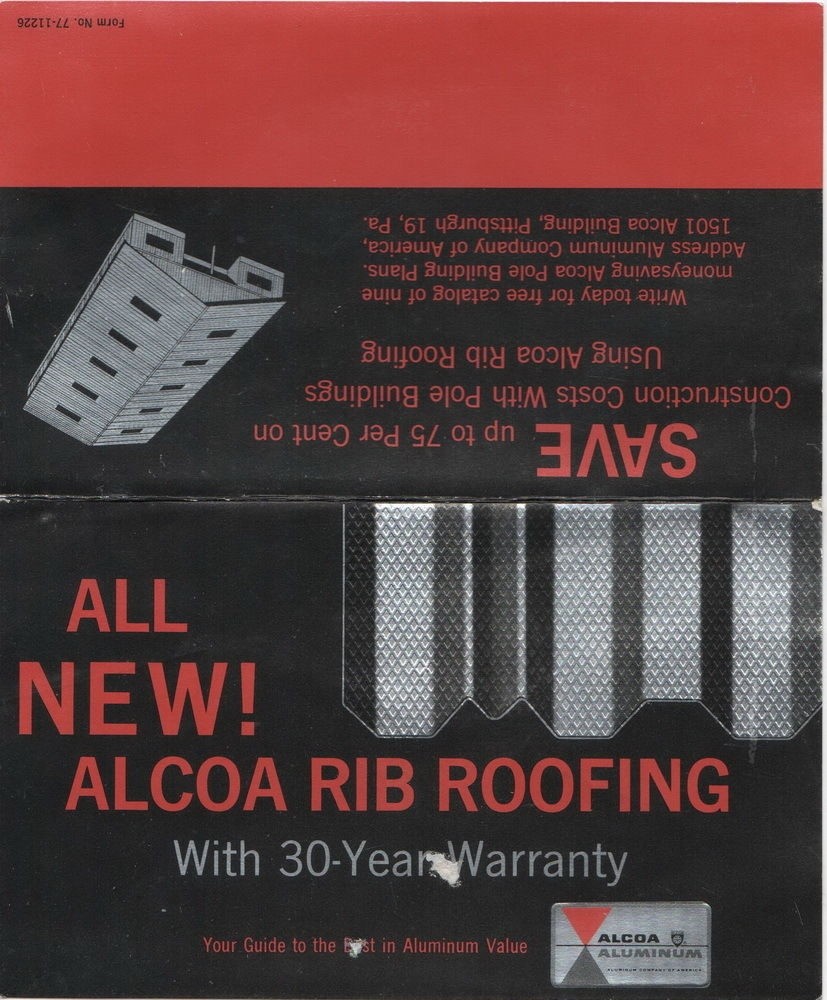 All New! Alcoa Rib Roofing Brochure Card, 1950&rsquo;s