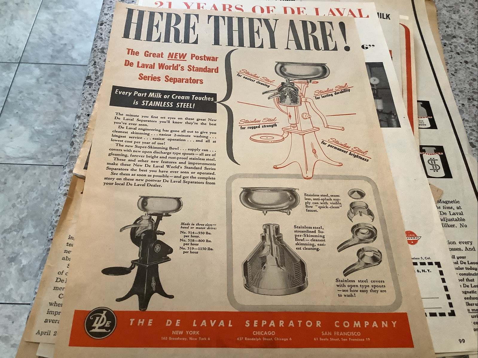 Lot Of 50+ De Laval Products Print Farm Magazine Ads 1920-1960s Milkers Vintage