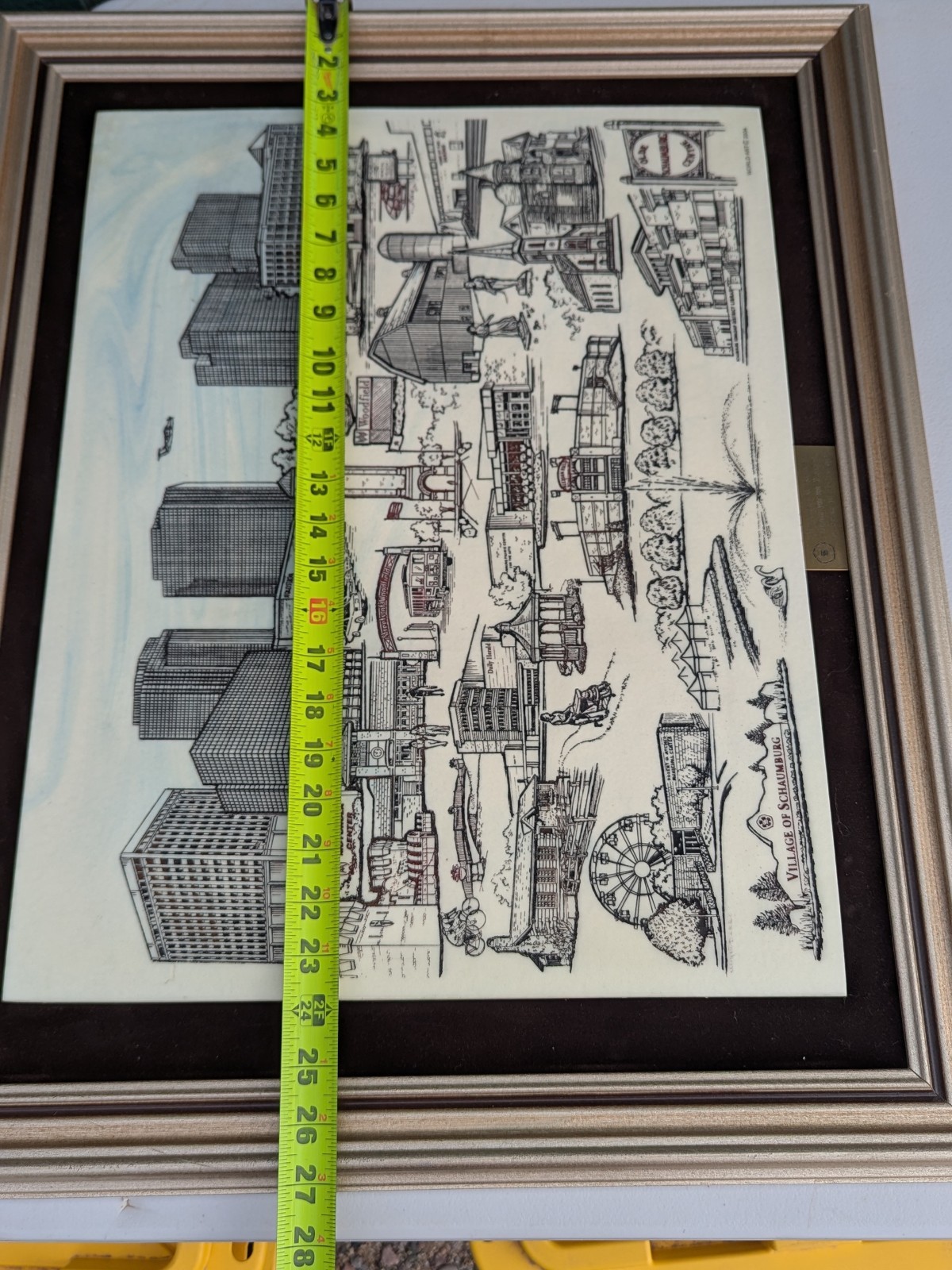 Village Of Shaumburg Illinois Marble Casting Framed Art Work By World Art 2004
