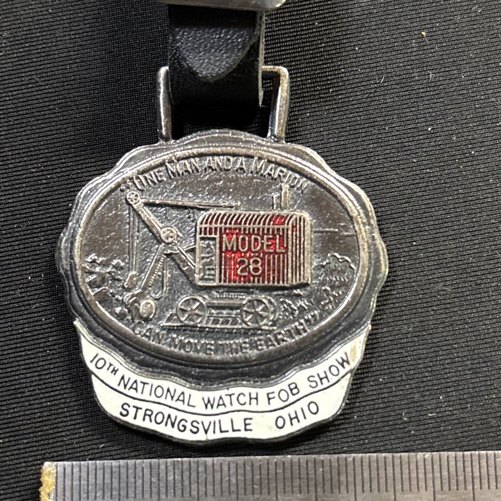 Vintage Pocket Watch Fob Marion 28 Dragline Shovel Crane Strongsville Ohio