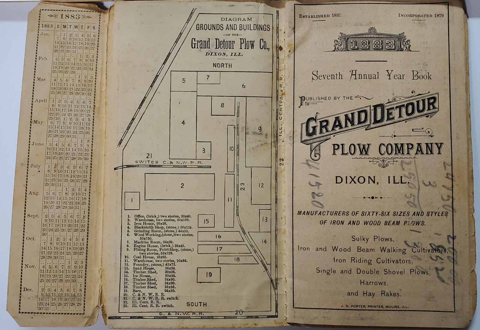 Grand Detour Plow Co, Iron/Wood Beam Plows, 1883, Dixon, Illinois, Catalog/Deere