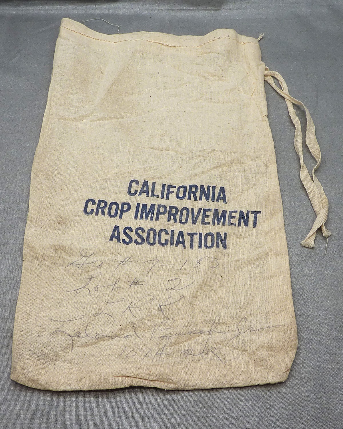 Vintage California Seed Association Cotton Canvas Seed Bag Agriculture 11.5&Prime;x7&Prime;