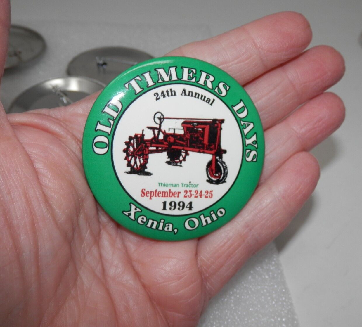 Old Timers Day Steam Threshers Tractor Button Lot – Xenia Eaton Ohio Pin Pinback