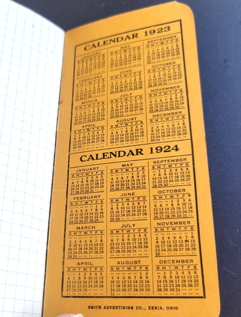 ANTIQUE BOWKER&rsquo;S FERTILIZERS POCKET CALENDAR NOTEBOOK WITH 1923/1924 CALENDARS