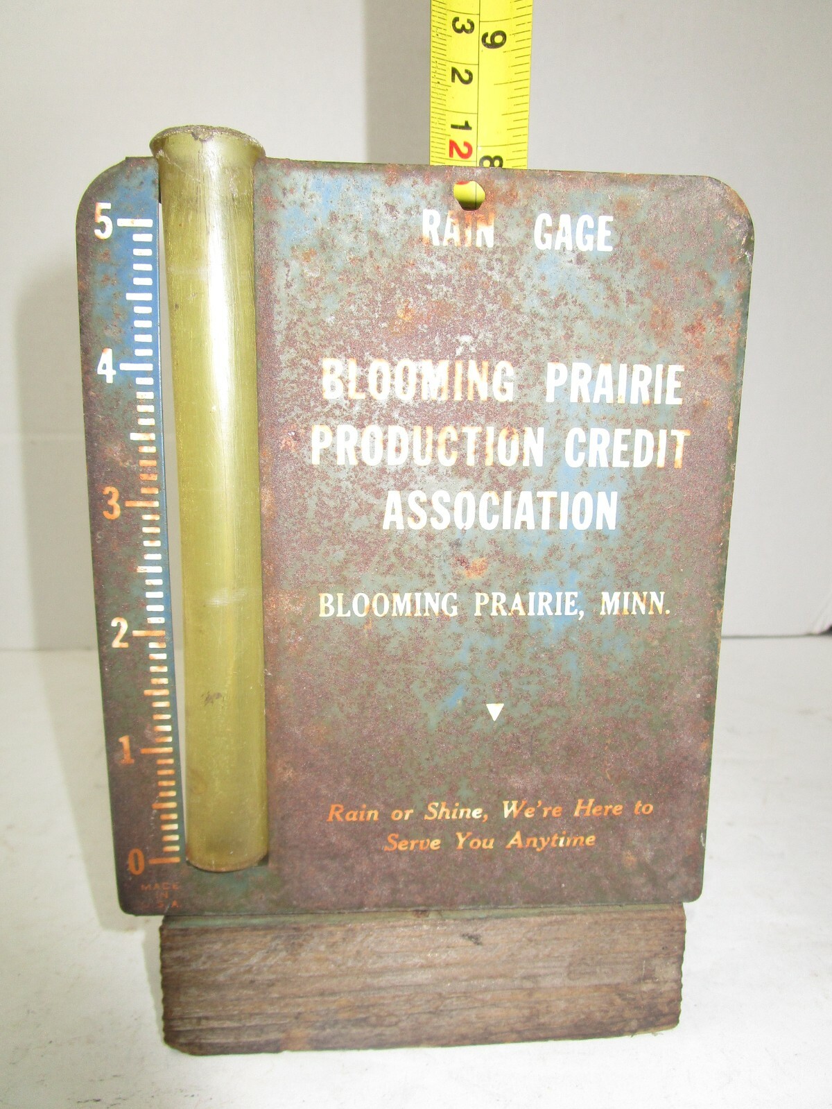 Vintage Blooming Prairie Production Credit Association Minnesota MN Rain Gauge