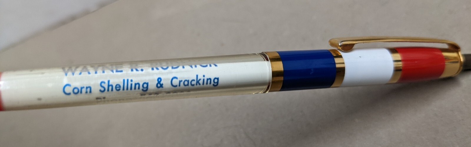 Vintage Wayne R. Rudnick Corn Shelling & Cracking Phn 563-2988 Gray Iowa IA Pen