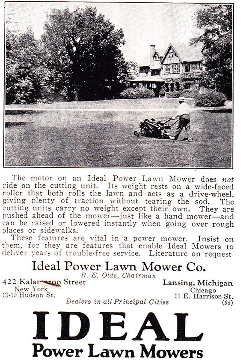 1924 Ideal Power Mowers: Does Not Ride on the Cutting Unit Vintage Print Ad