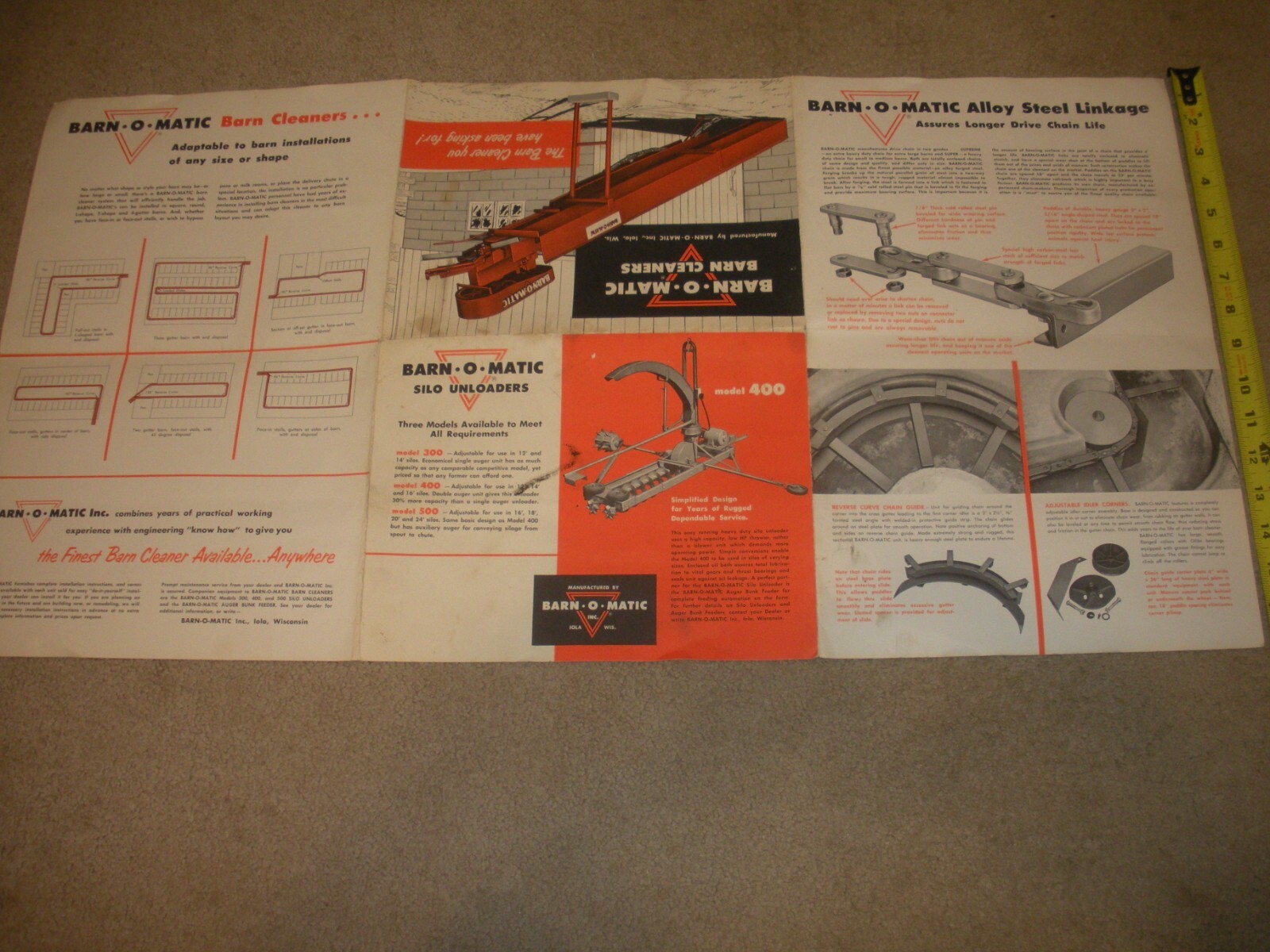 VINTAGE Farm Equipment Brochure – Barn-O-Matic – 300 400 500 – Silo Unloaders