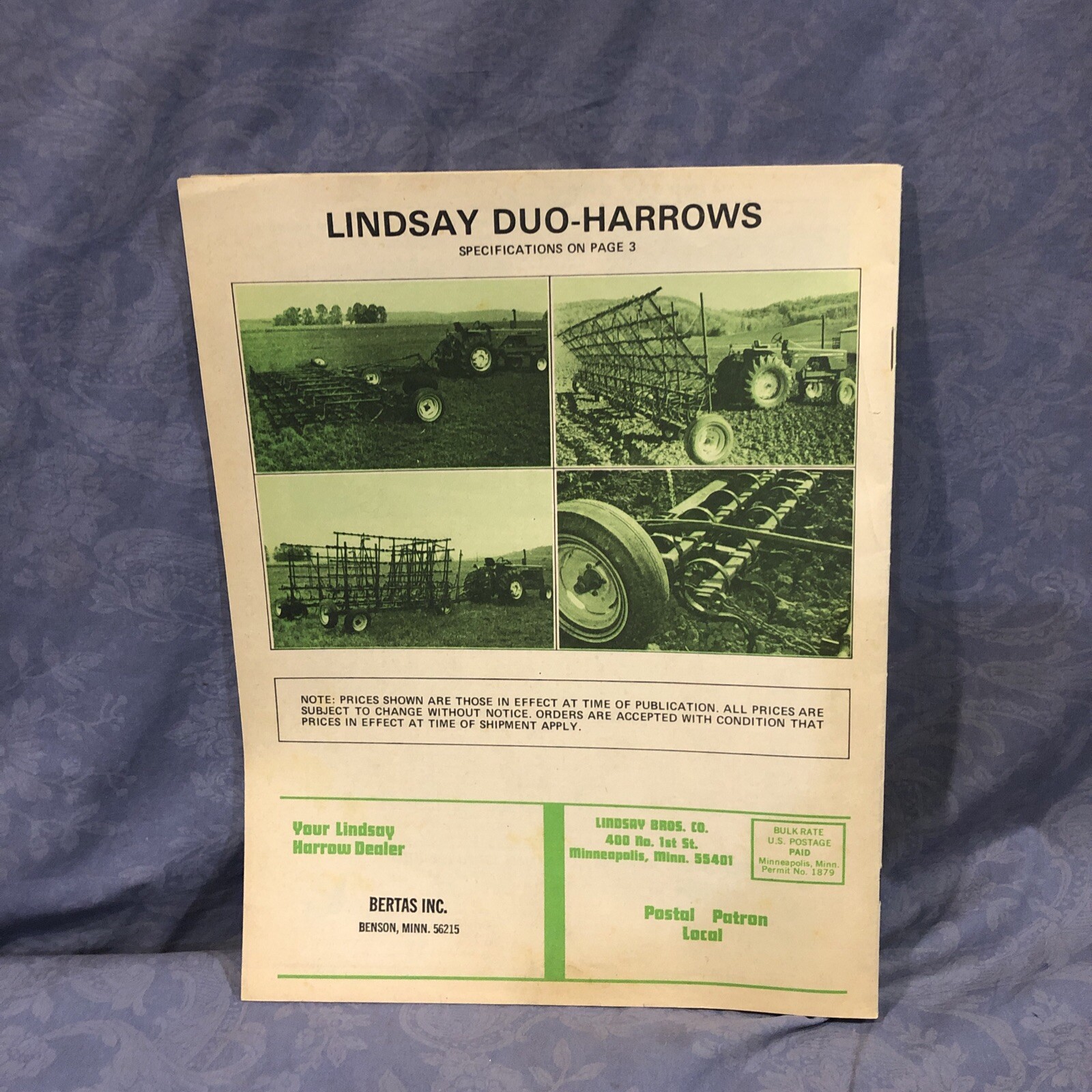 Lindsay Soil Preparation Equipment January 1976 Sales Brochure