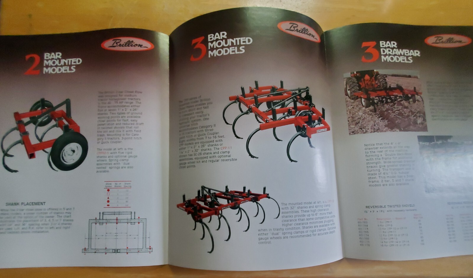 Brillion Mounted & Pull Type Chisel Plows Sales Brochure Pamphlet Specifications