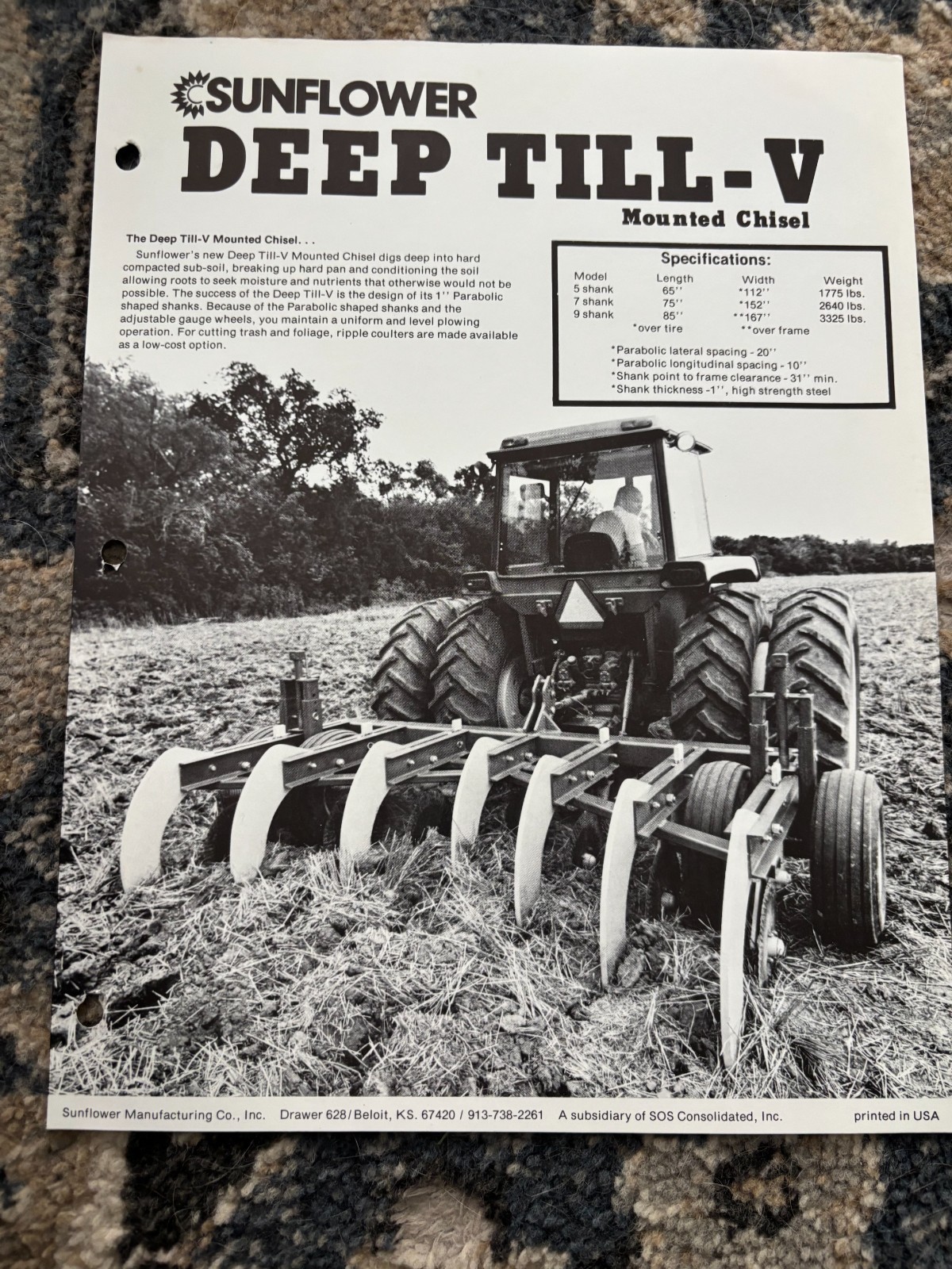 Sunflower Deep Till-V Chisel Plows Brochure AMIL26