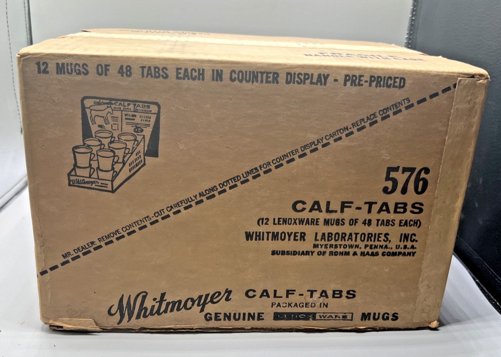 Whitmoyer Laboratories Myerstown PA Calf Scour Tabs Promotional Mug Display