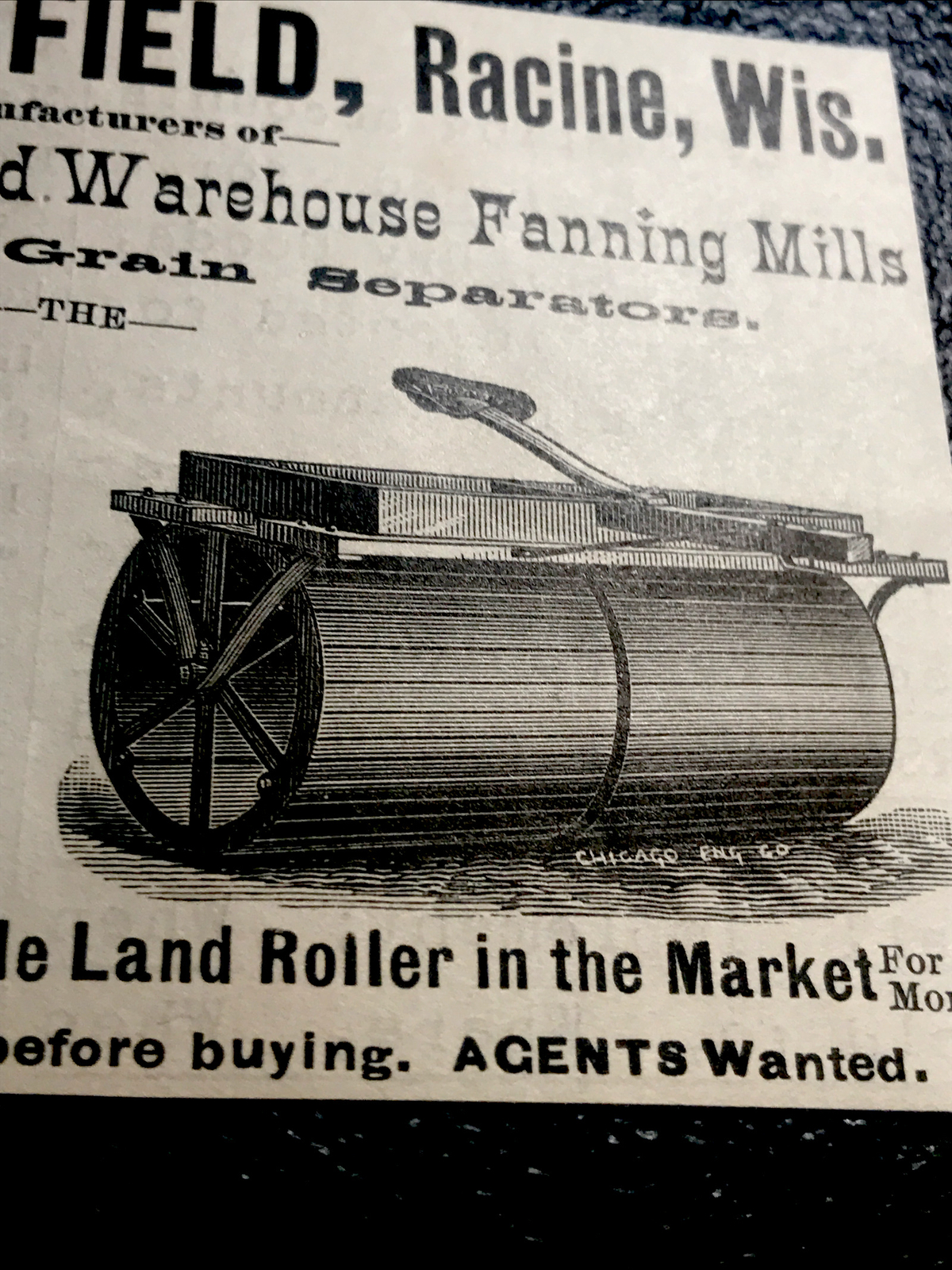 1886 Johnson & Field Mills Farm Engraving Advertising – Racine – Wisconsin