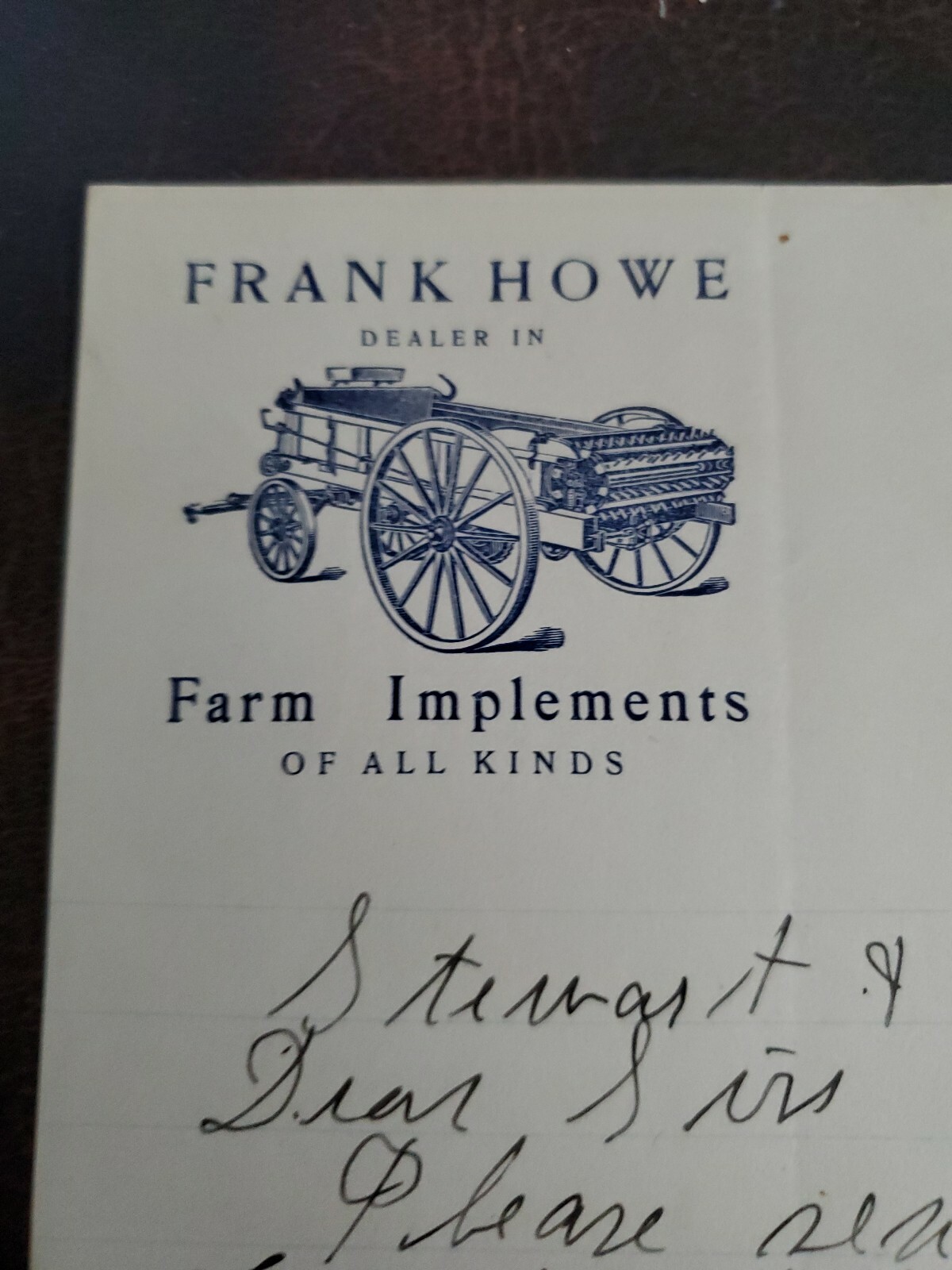 Vintage 1907 Frank Howe Farm Implements Letterhead Poland NY
