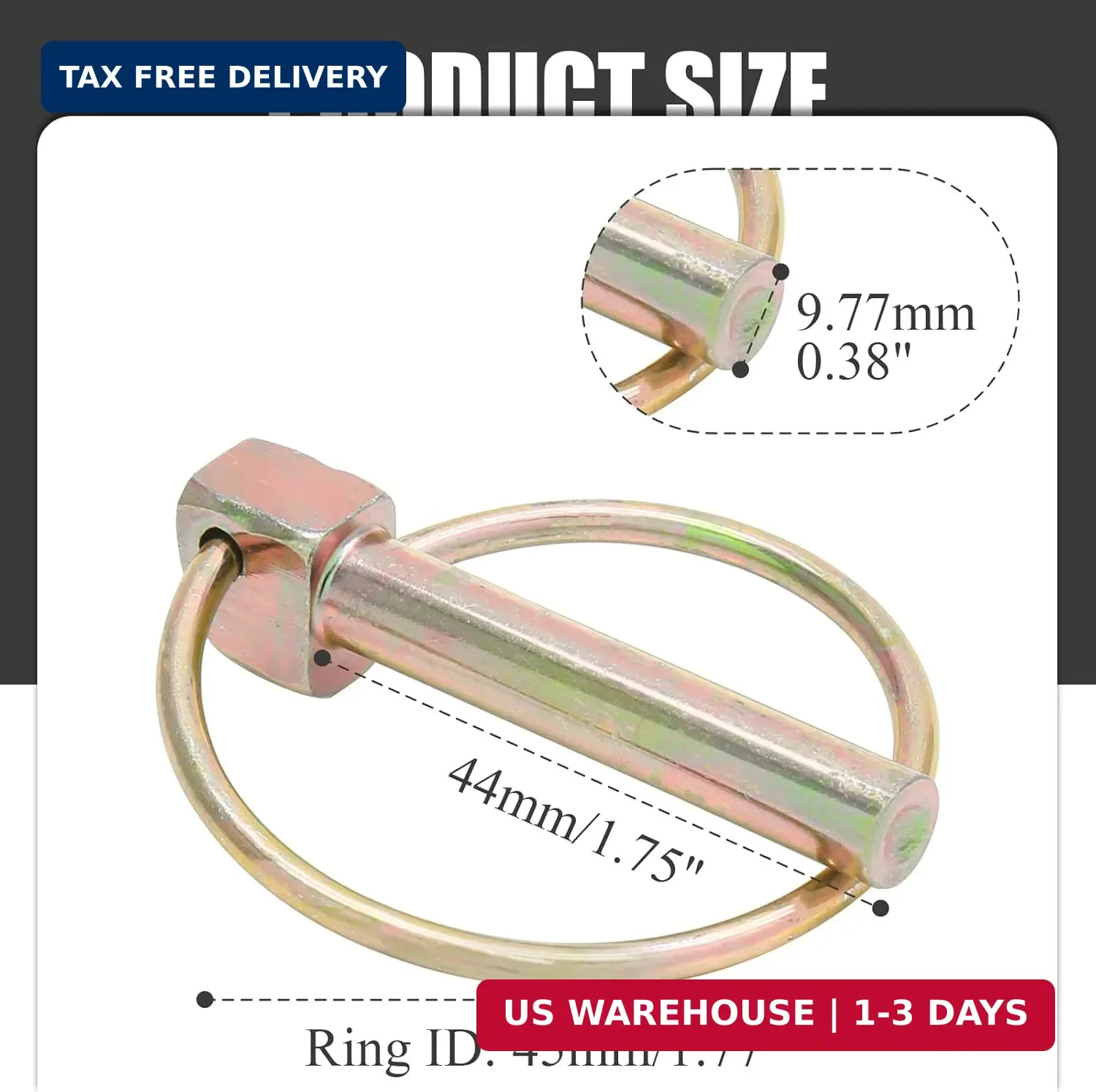 6Pcs 3/8 Inch Heavy Duty Lynch Pin with Ring, Round Linch Pins Assortment Kit Lo
