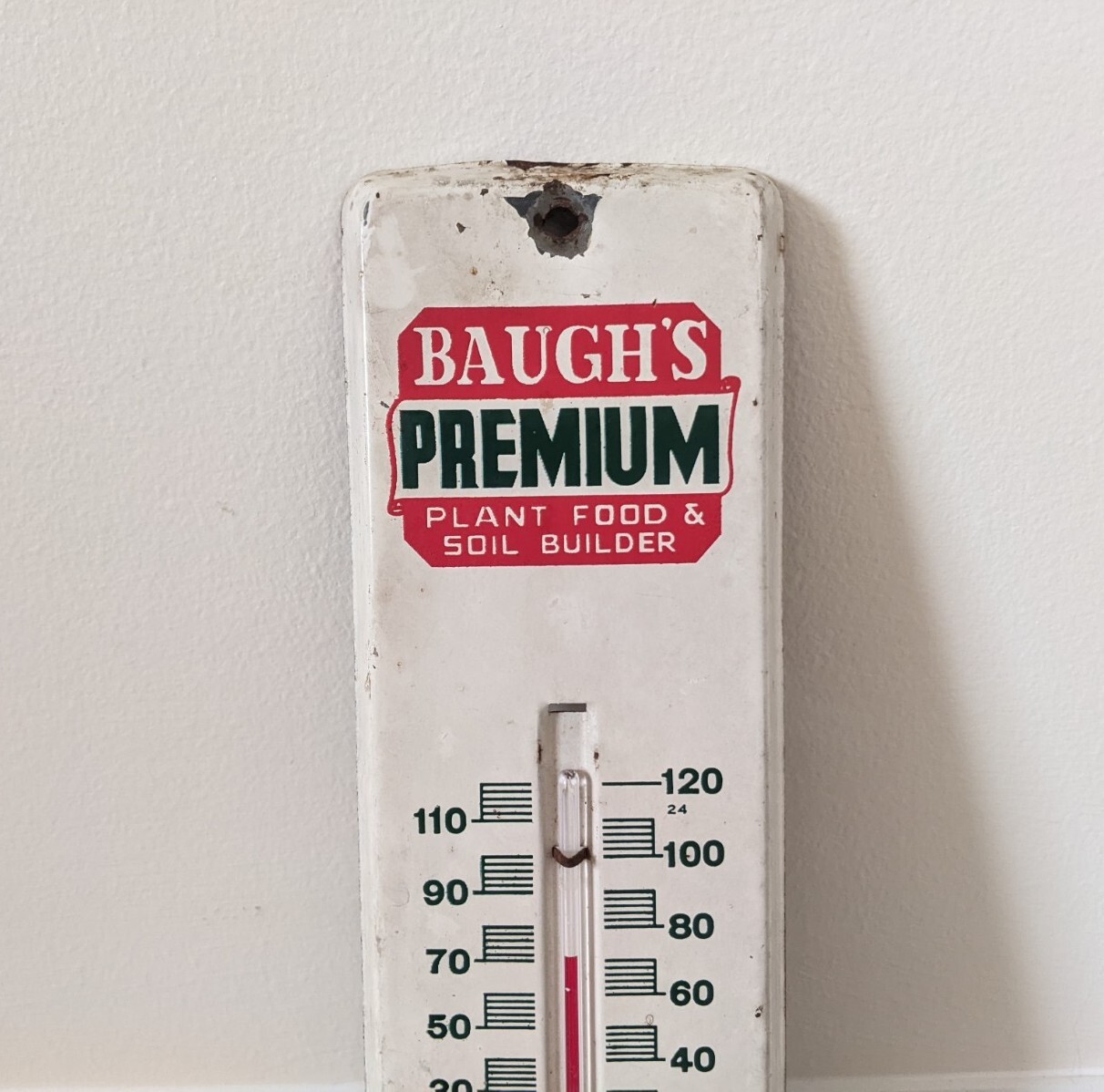 Vintage Baugh’s Premium Plant & Food Soil Builder Wall Thermometer Advertising