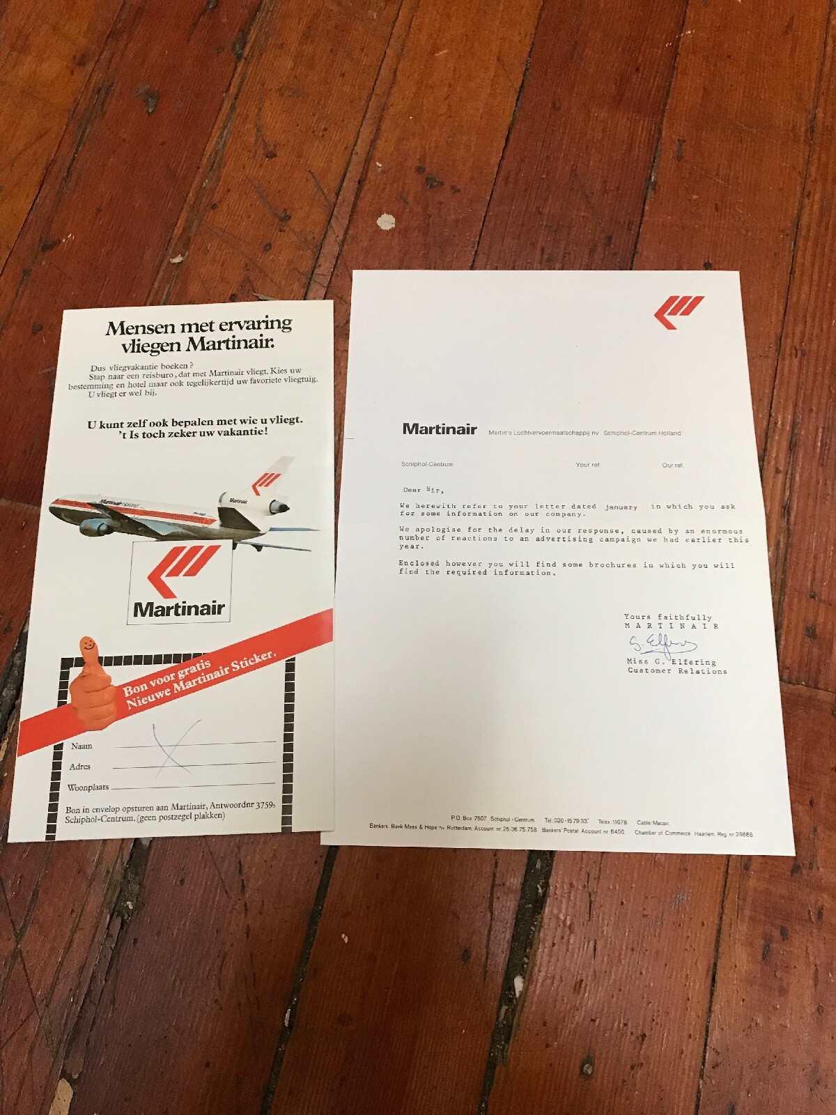 Matinair Holland Brochure w/ Letter Vintage