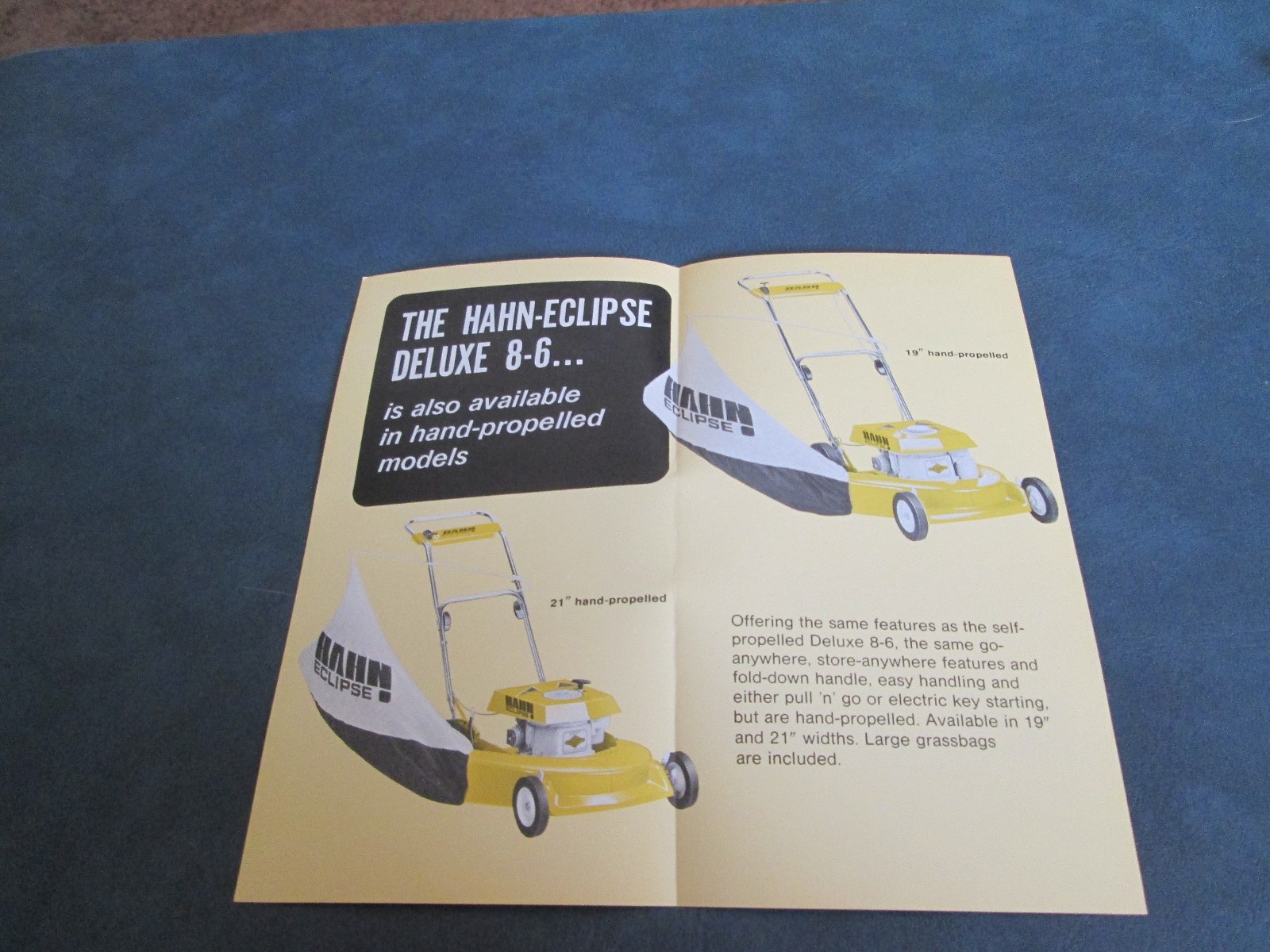 HAHN-ECLIPSE DELUXE 8-6 21&Prime; POW-R-PRO MOWER BROCHURE *** VINTAGE ORIGINAL