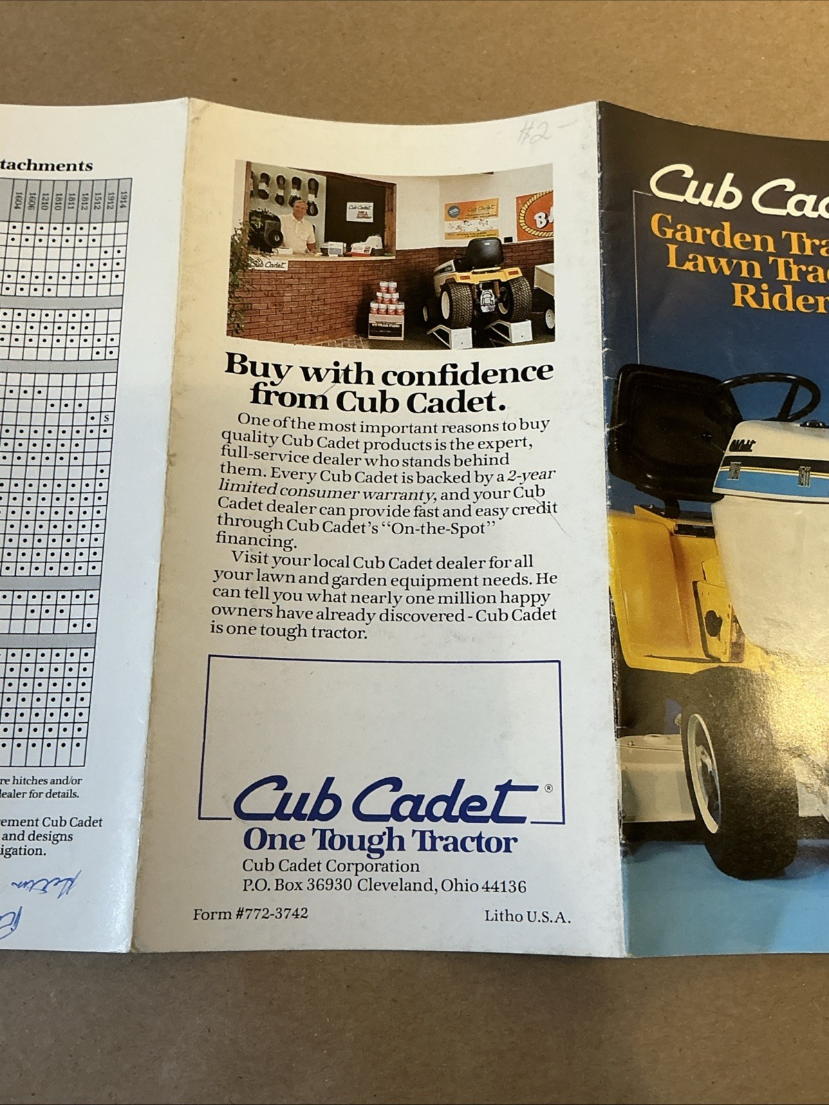 Vintage Original Cub Cadet Garden And Lawn Tractors Brochure As Is INV-P1138