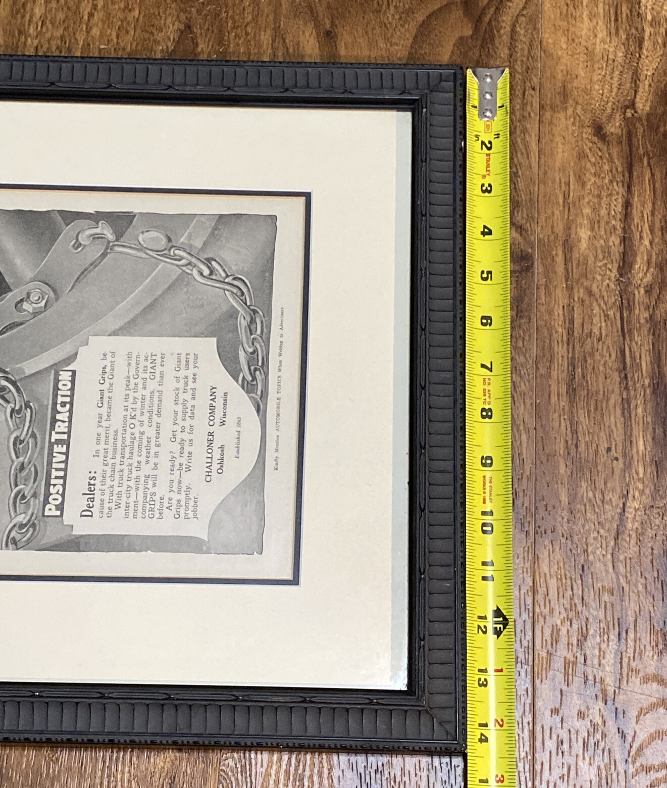 Vintage Advertising Framed Giant Grip Tractor Chains 8 X 11” Automobile Topics