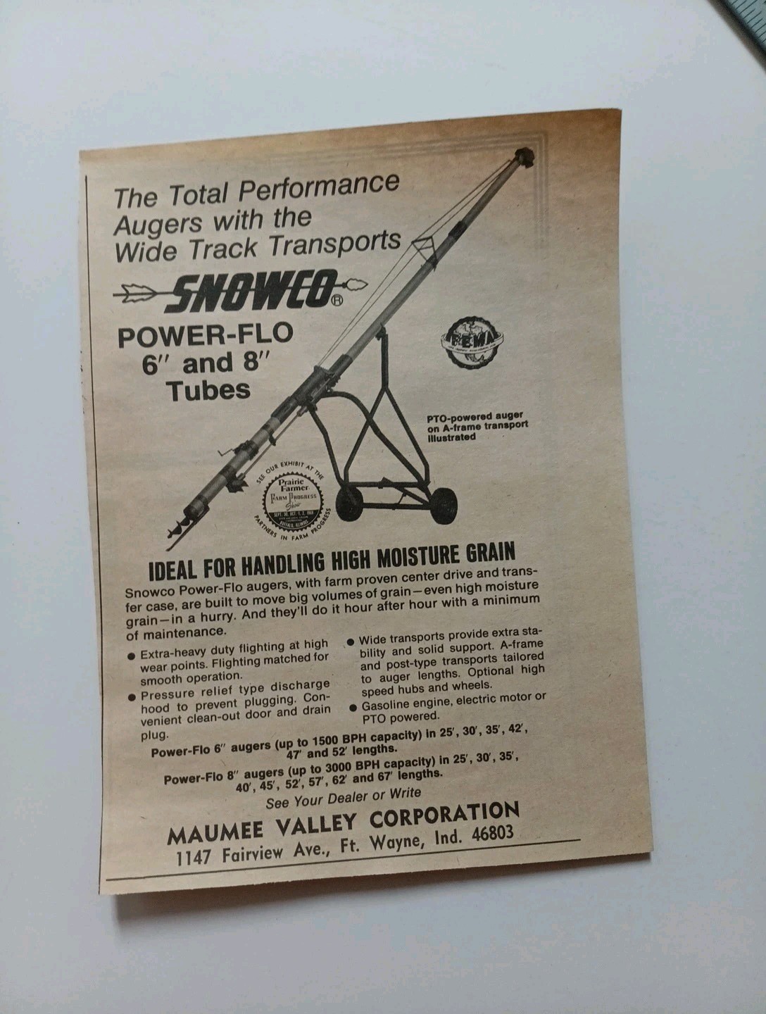 3 Snowco Grain Augers Omaha NE Vintage Farming Advertising Photo Print Ads