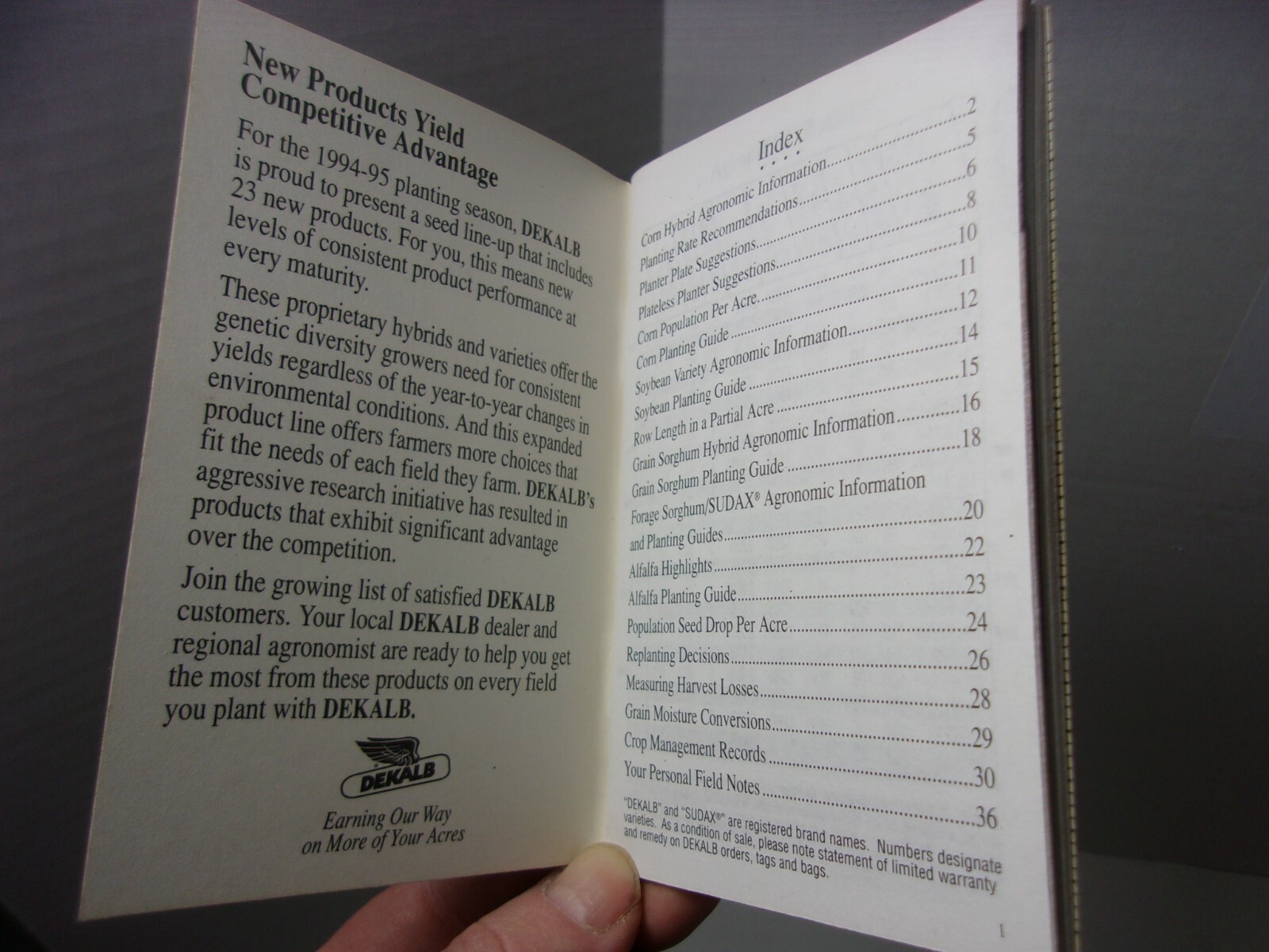 Dekalb Farmers Pocket Advertising Agriculture Product Guide Vintage Book Farm