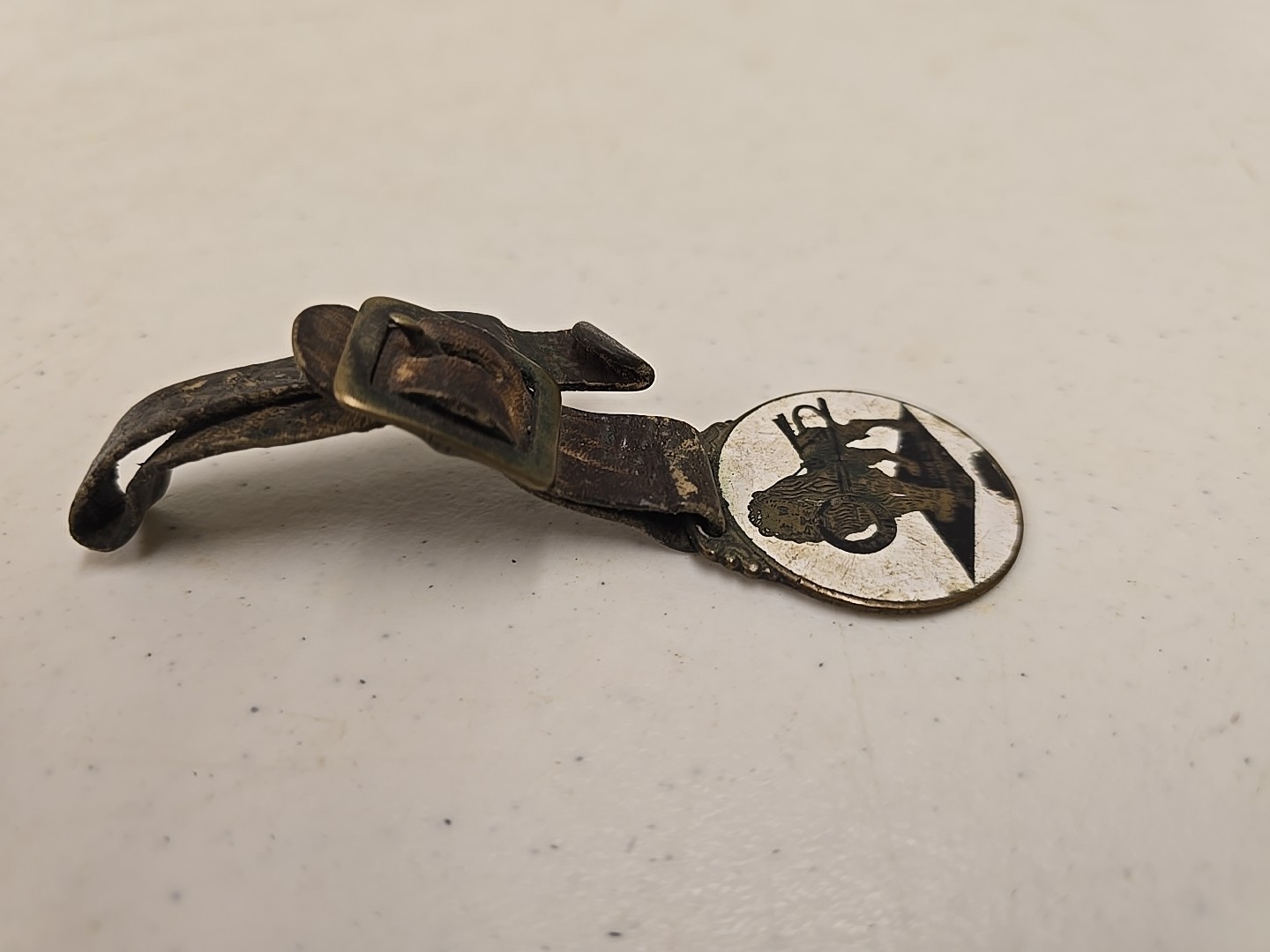 Antique John C Nichols Harness Mfg Janesville WI Master Brand Lion Watch Fob
