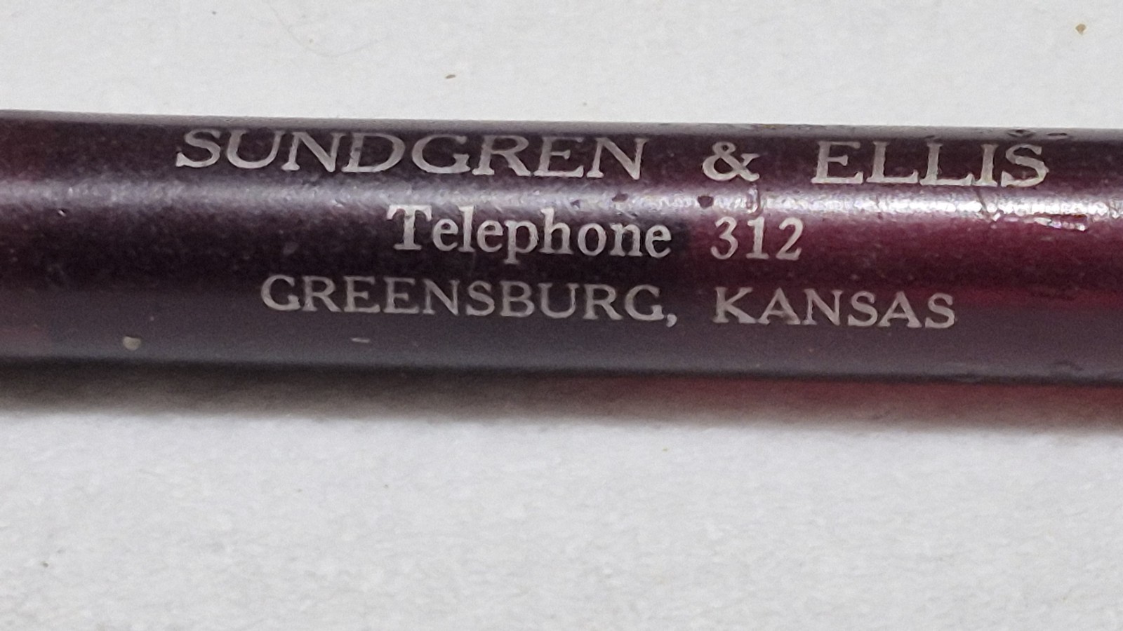 « MASSEY-HARRIS * Sungren & Ellis & Phone 312 * Greensburg, Kansas » Bullet Pencil