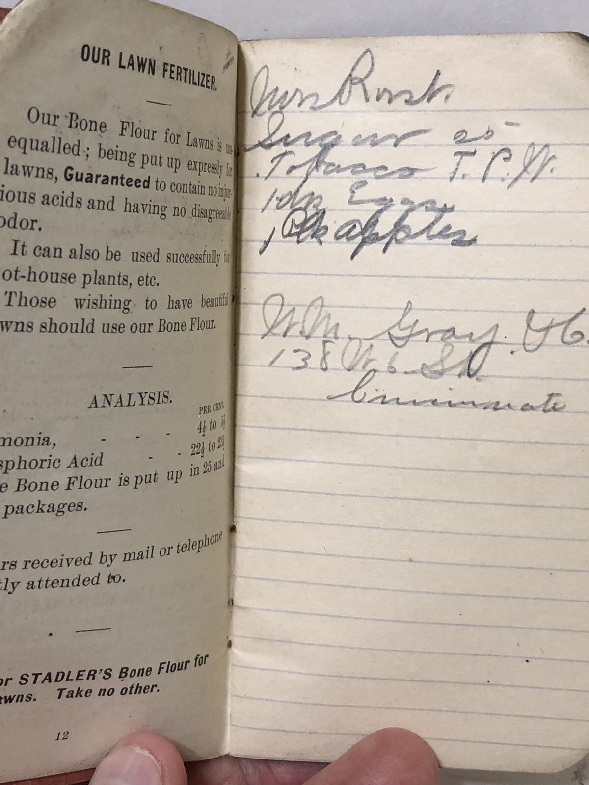 Rare Antique 1894 J L and H STADLER RENDERING CO Note Pad BROOKLYN VILLAGE OHIO