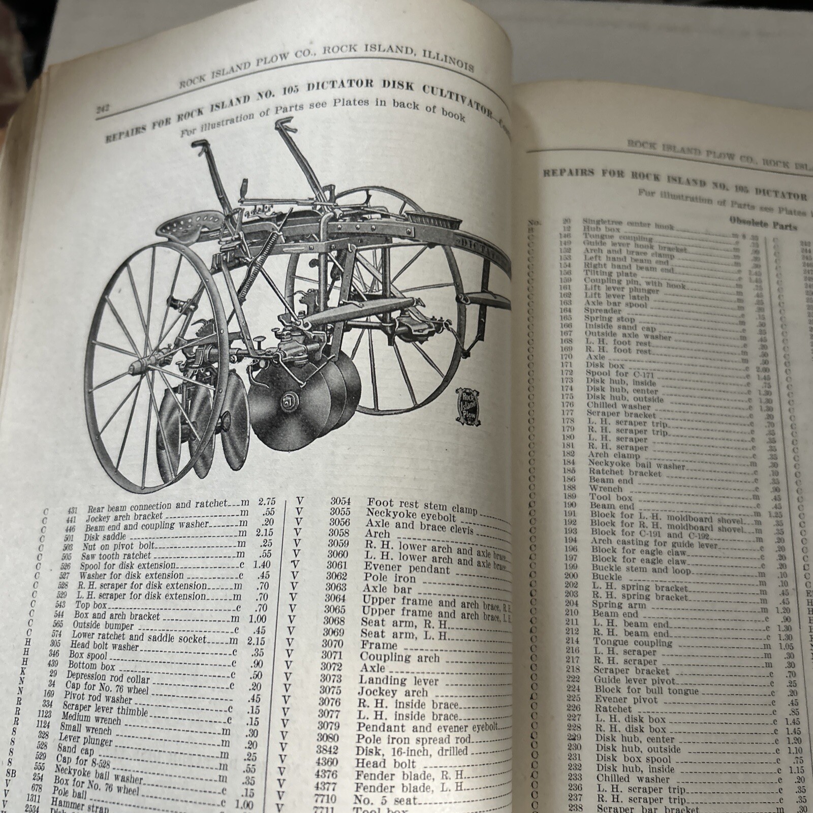 Vintage 1920 Rock Island Plow Repair Catalog No. 60 June 1920