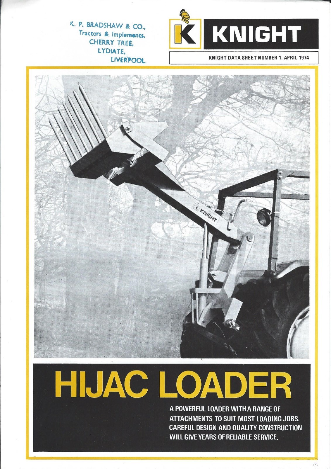 Farm Equipment Brochure – Knight – Hijac – Loader – 1974 (F5133)