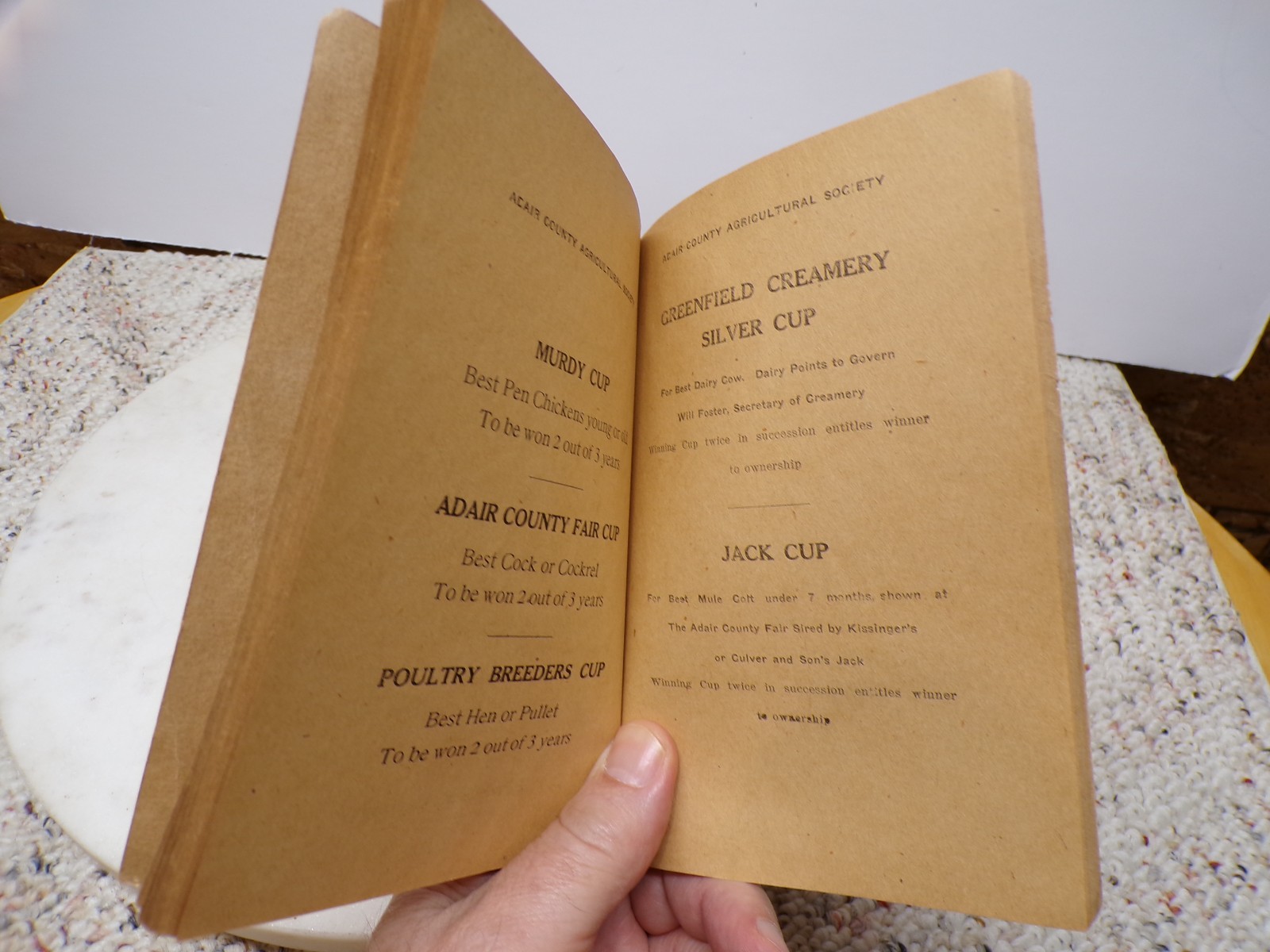 1920 Adair County Ag Society Premium List Book Greenfield Iowa FAMILY INSIDE?