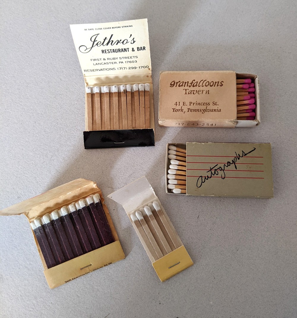 Vtg 5 York, PA Matchbooks, Autographs Accomac Granfalloons GoldenBear Jethros