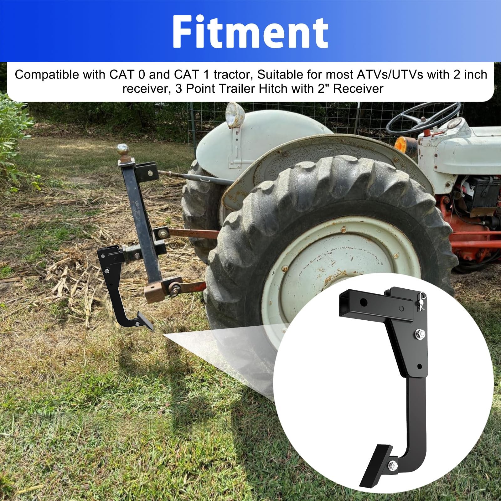 Hitch Mounted Ripper for ATV/UTV Tractor Lawn Mower Fit 2&Prime; Receiver 3 Point H…