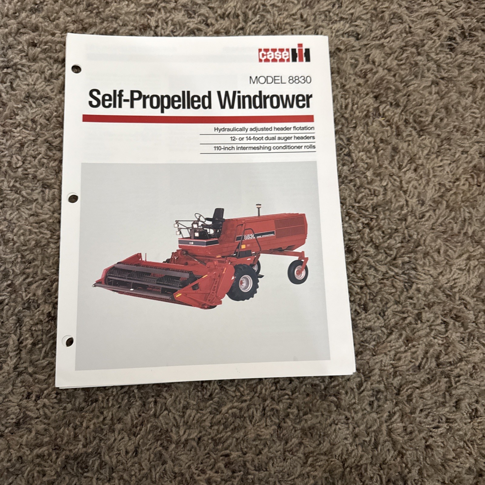 1990s lot of 2 8830 Self Propelled Windrower Spec book Case IH
