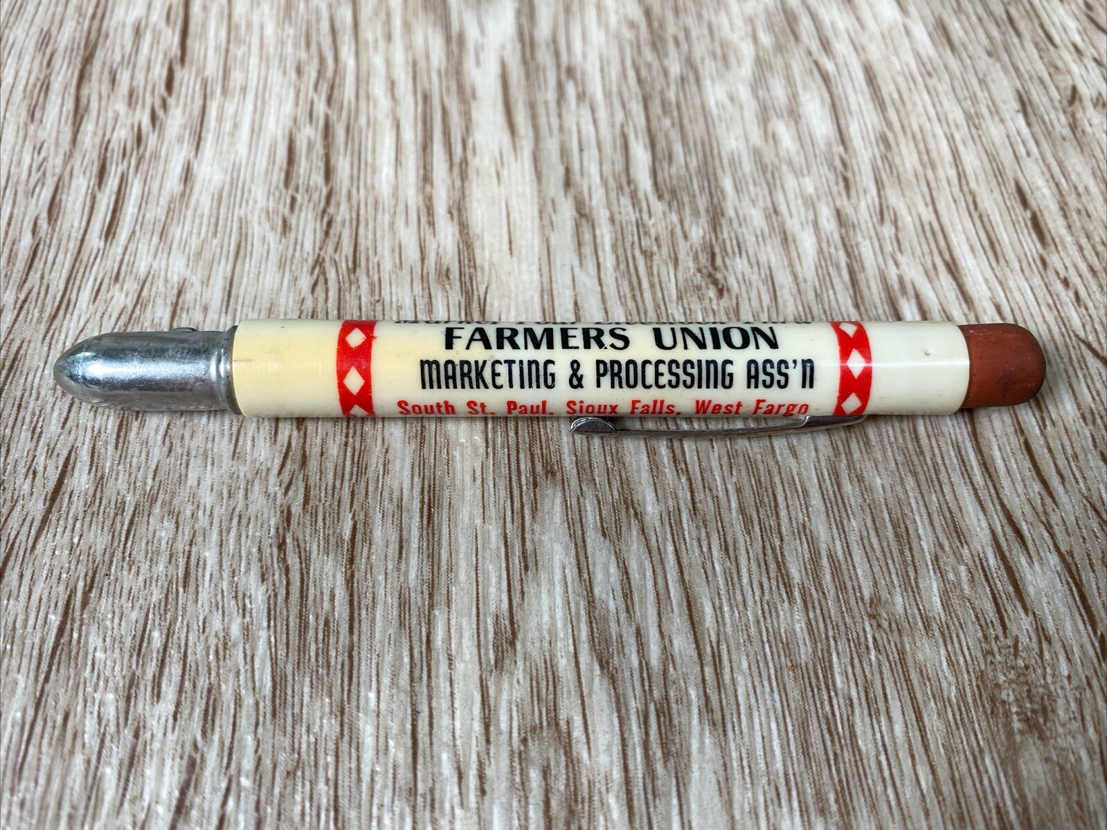 Vintage Farmers Union Livestock Bullet Pencil St. Paul Sioux Falls West Fargo