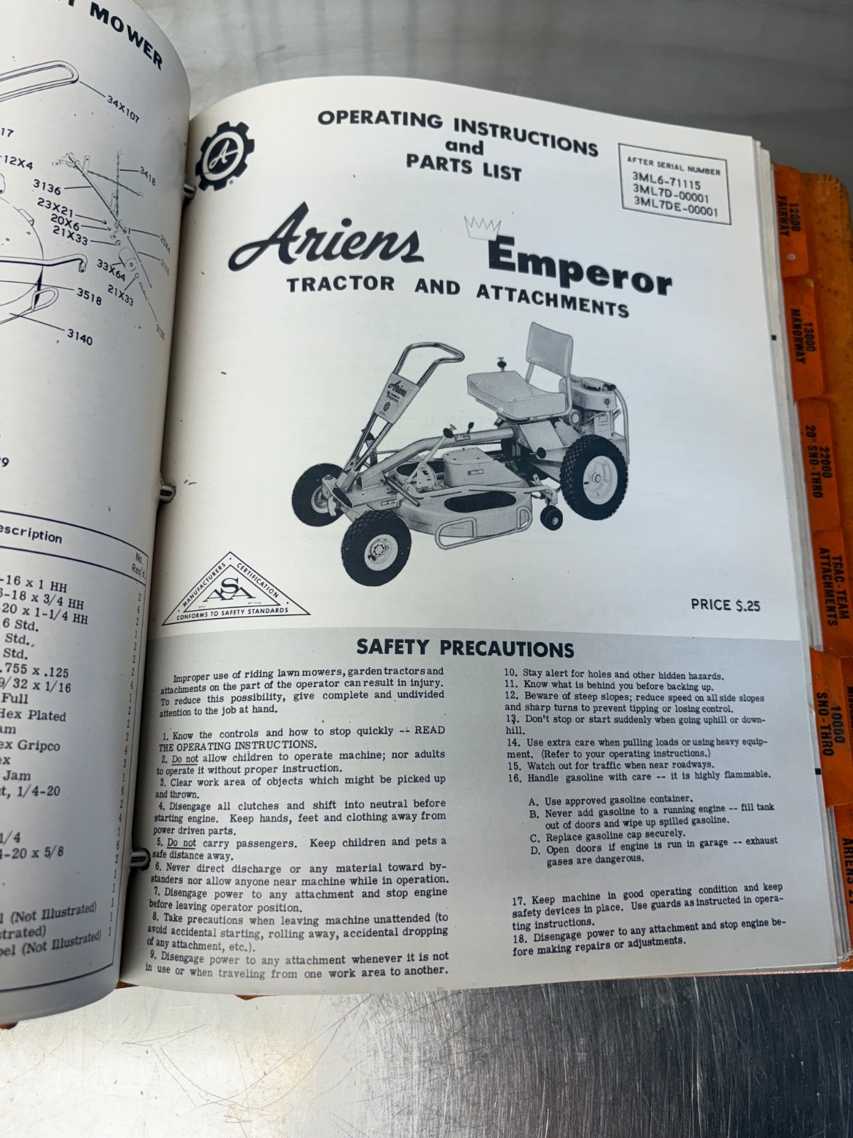 RARE ARIENS Equipment Dealer Service Manual Riding Mower Snow Mobile Tillers