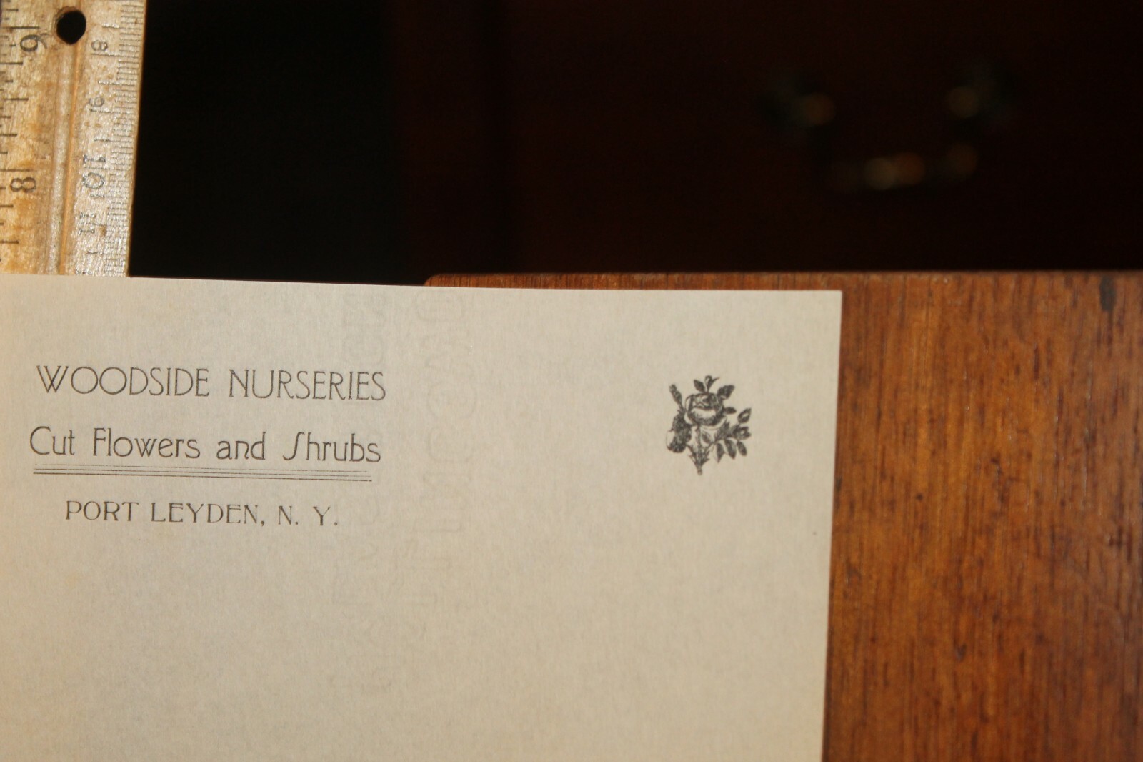 Antique Letterhead Woodside Nurseries Cut Flowers and Shrubs Port Leyden NY