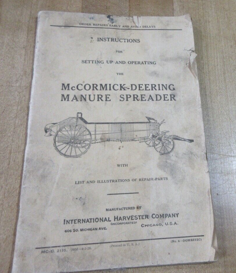 1928 International Harvester McCormick Deering Manure Spreader Manual MC (b)