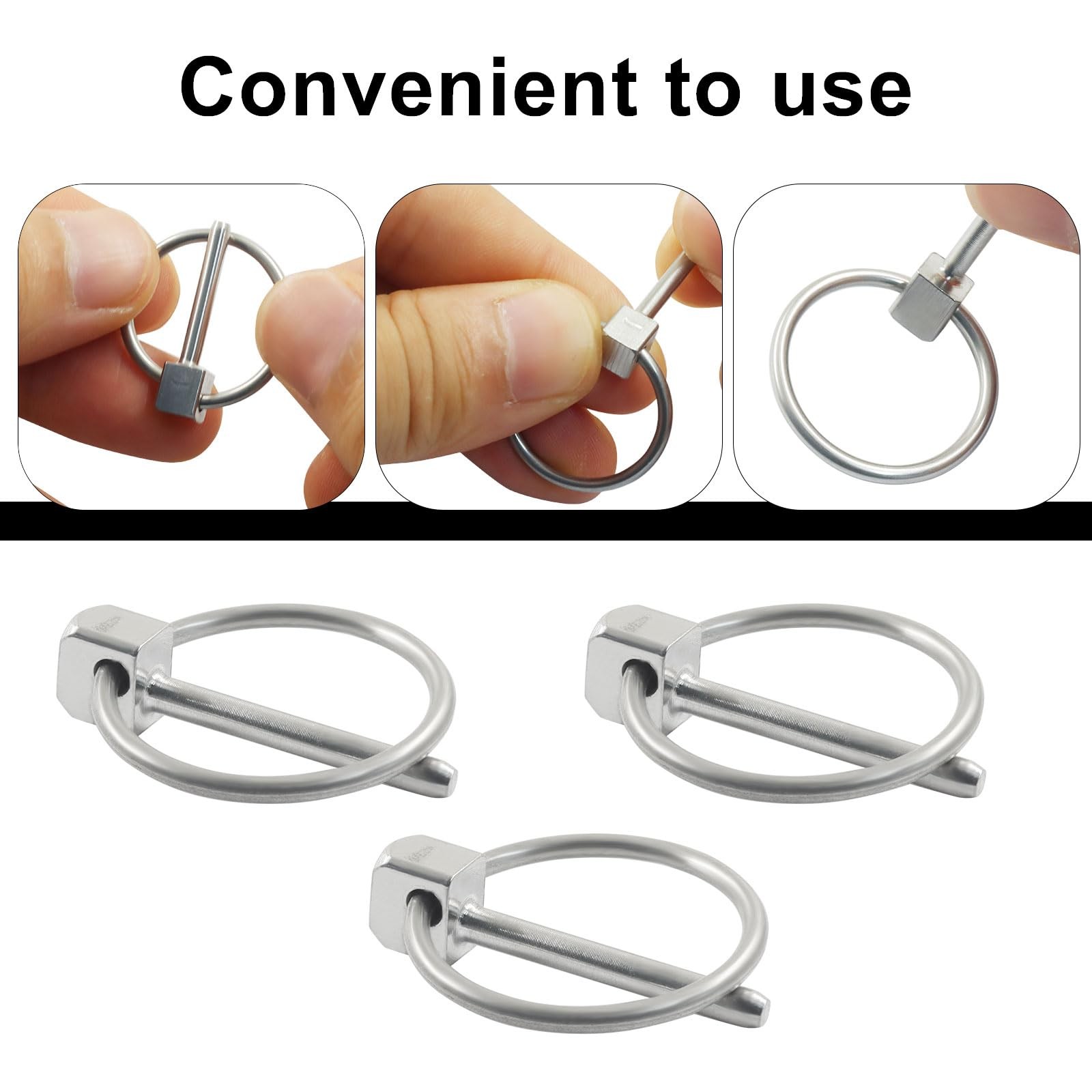 Aoserge 4 Pcs 304 Stainless Steel Linch Pin with Ring, 1/8&Prime; x 1&Prime; Heavy Duty L…